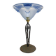 Antique Art Deco lamp from the 1930s, wrought iron with a blue basin in the Ezan style.