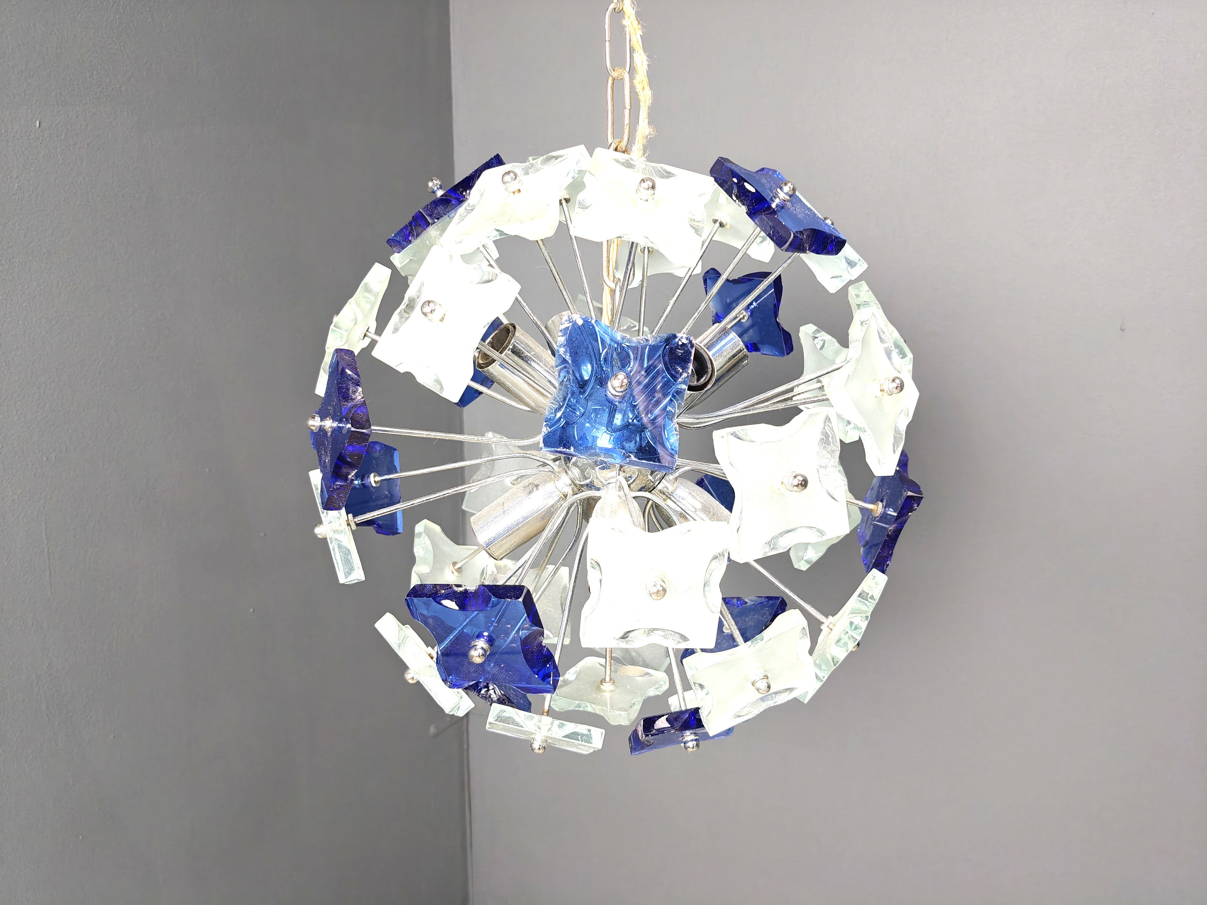 Hammered glass chandelier, 1970s