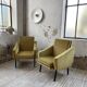 Paire de chauffeuses fauteuils vintage velours jaune