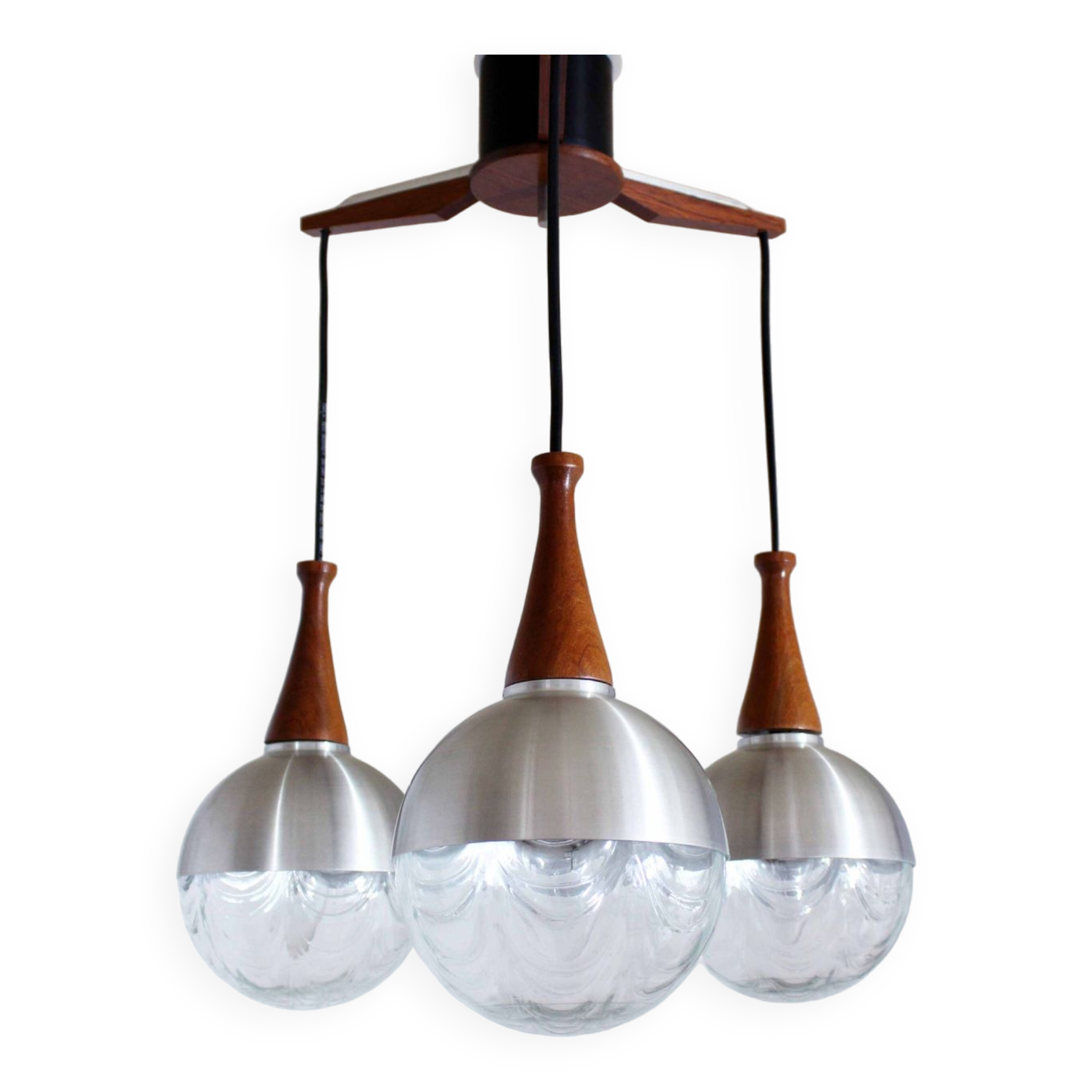 Scandinavian teak chandelier from the 60s