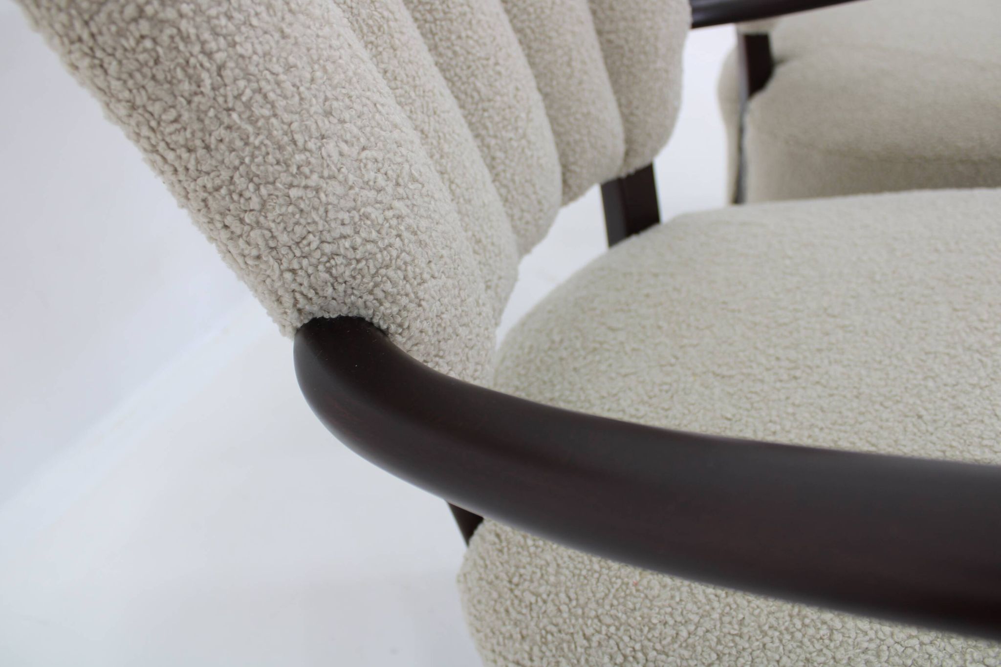 1930s Pair of Jindrich Halabala Art Deco H-237 Armchairs in Bouclé, Restored