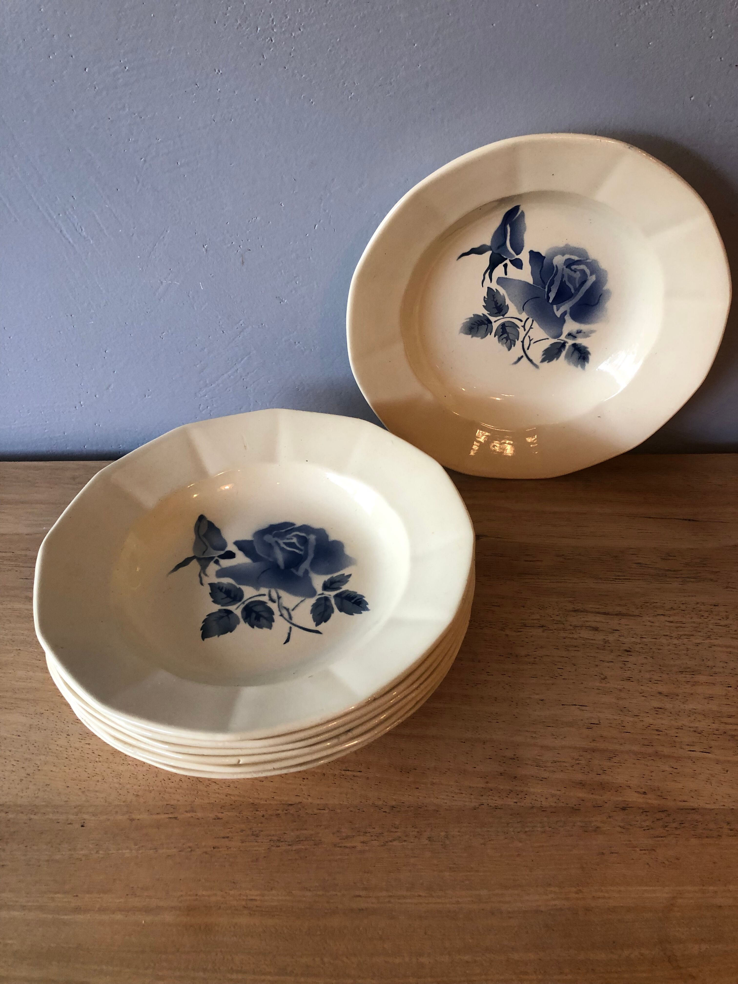 6 assiettes creuses en faïence Digoin Sarreguemines