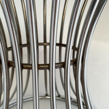 Table à manger ronde chromée space âge avec verre fumé
