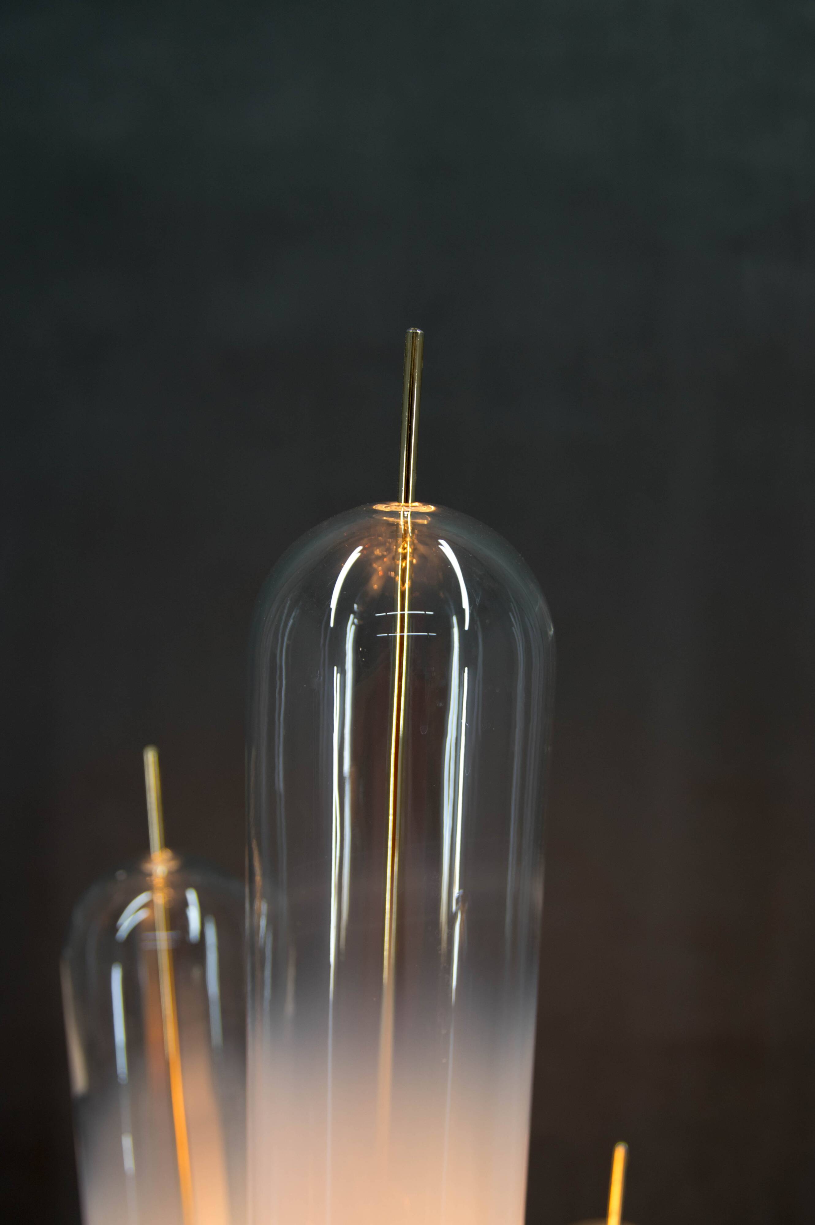 Mid-Century Modern Reed Floor Lamp Murano Glass Metal by Mazzega, Italy, 1970s