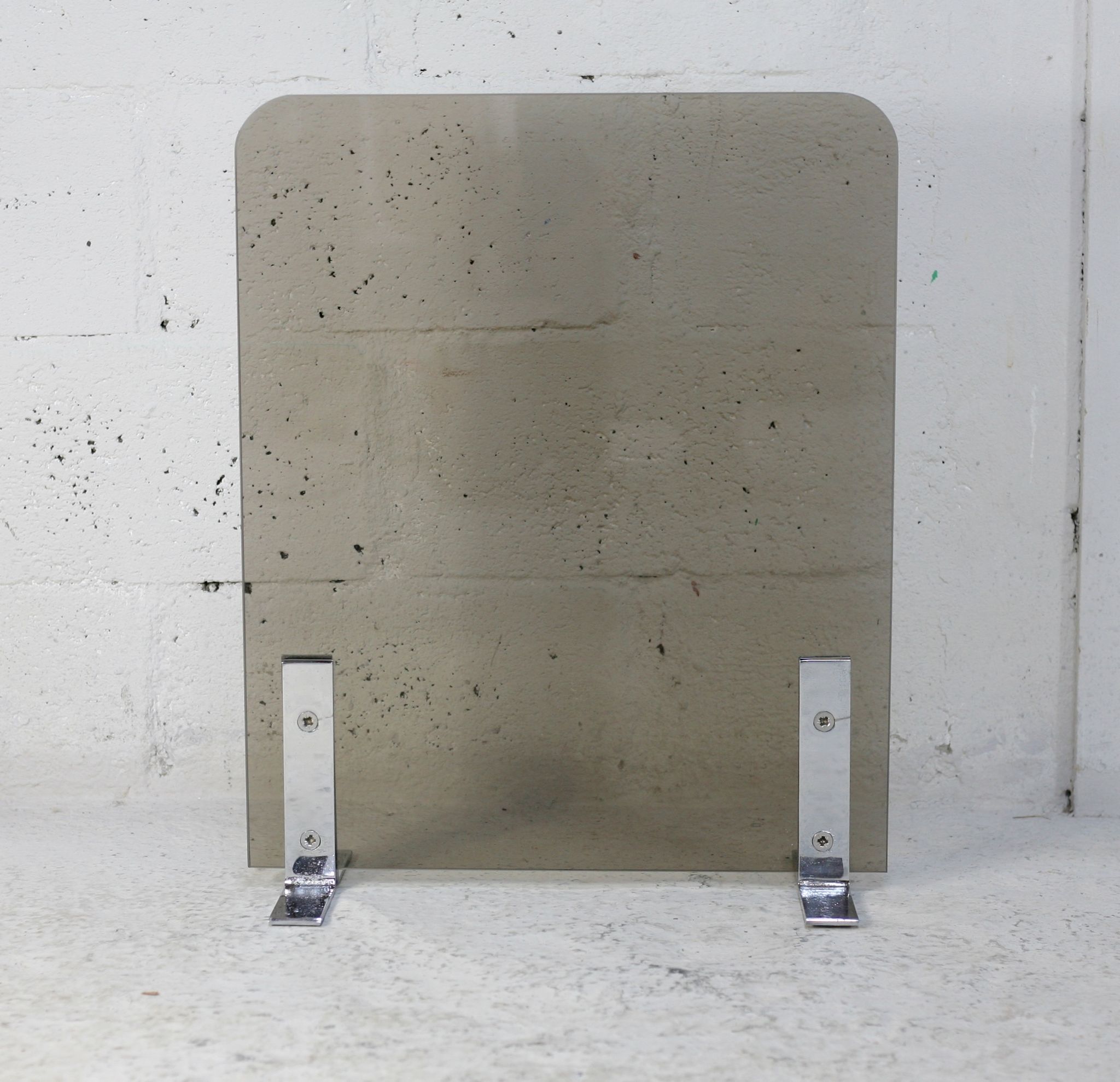 Saint-gobain firewall, chromed steel and smoked glass, france, circa 1970