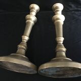 Pair of candlesticks, art nouveau, golden bronze