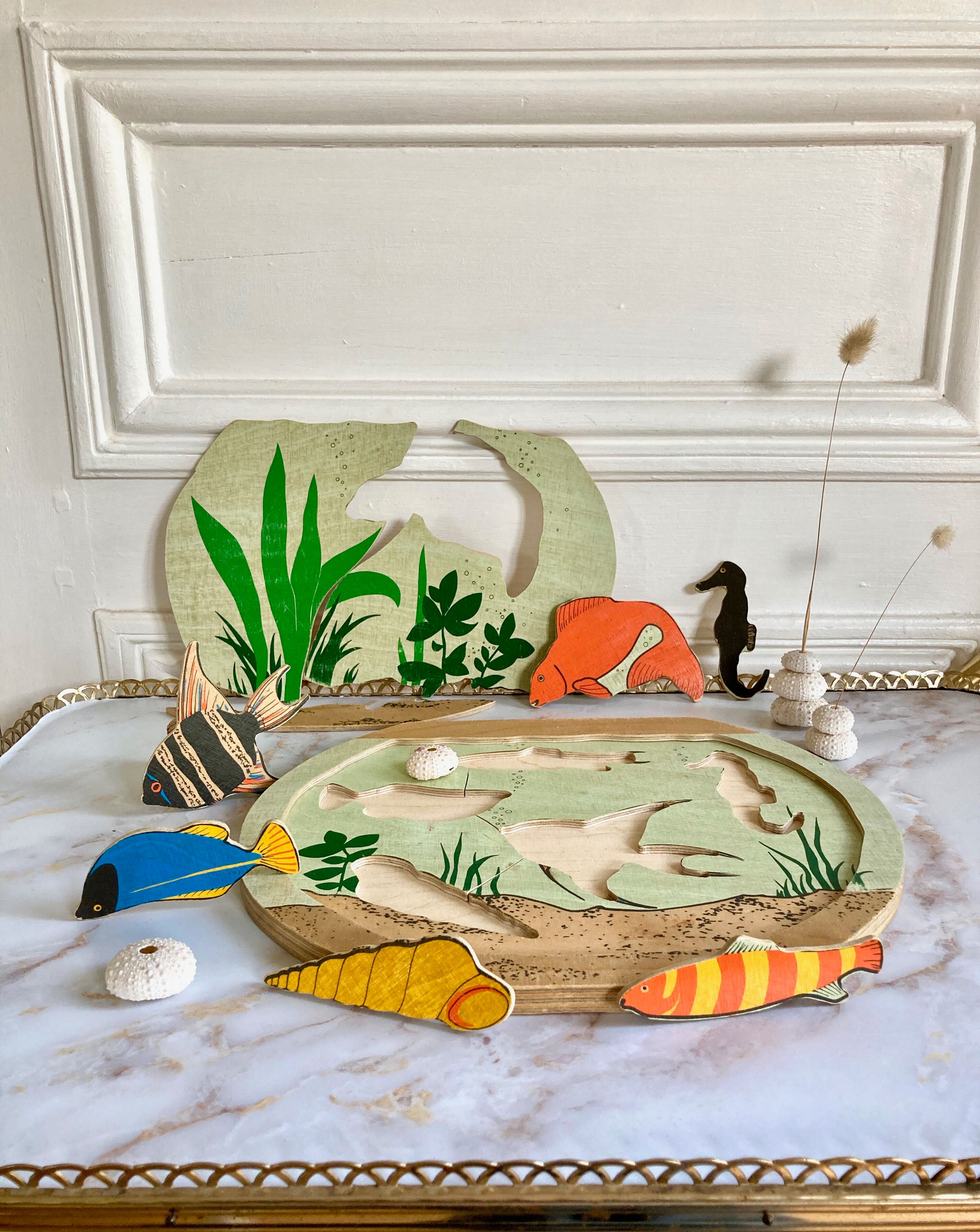 Two-game wooden vintage puzzle