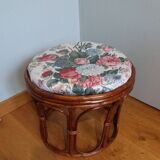 Wicker pouf with cushion