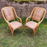 Pair of vintage rattan armchairs