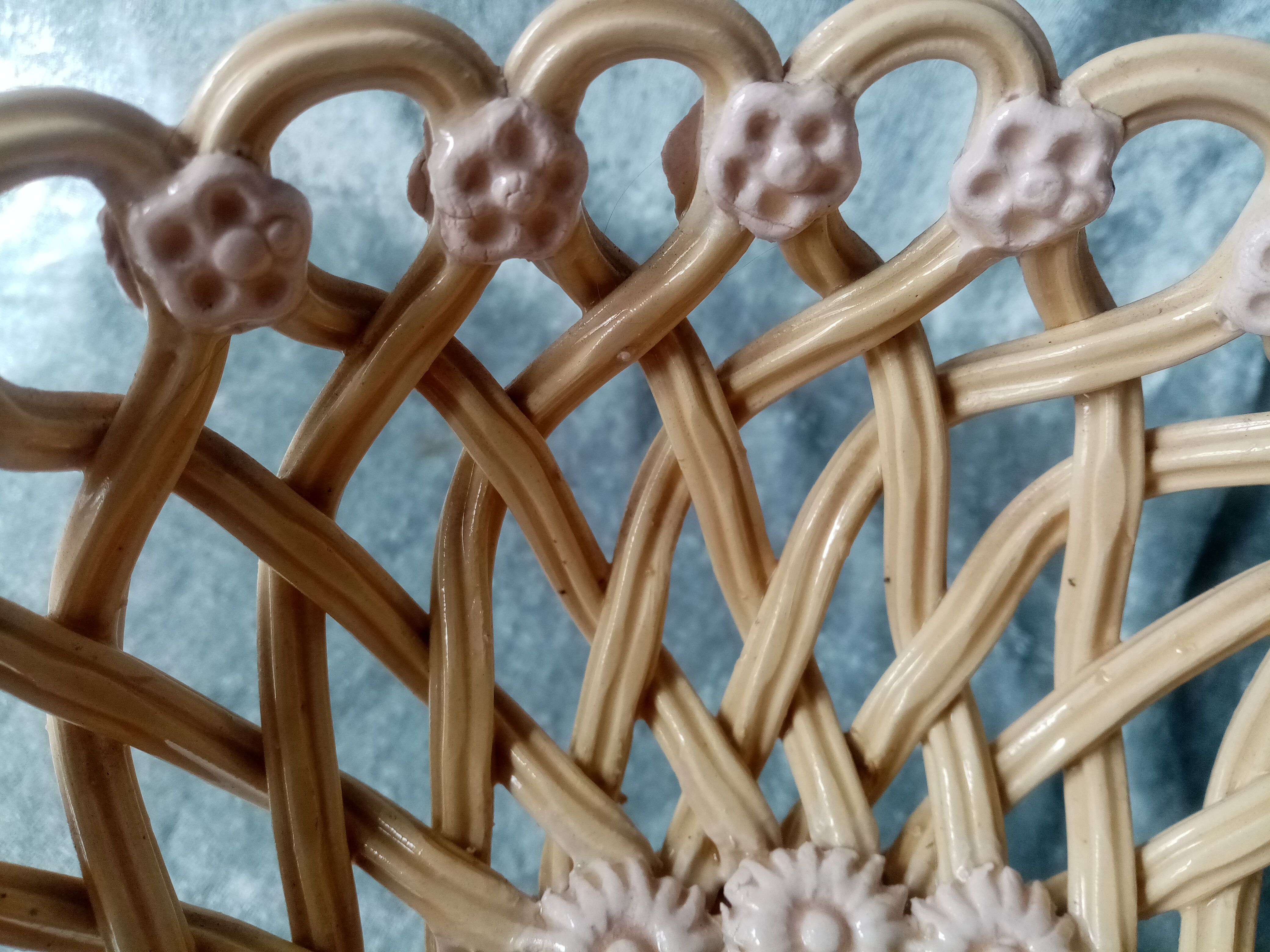 Old braided faience fruit cup signed pichon uzes