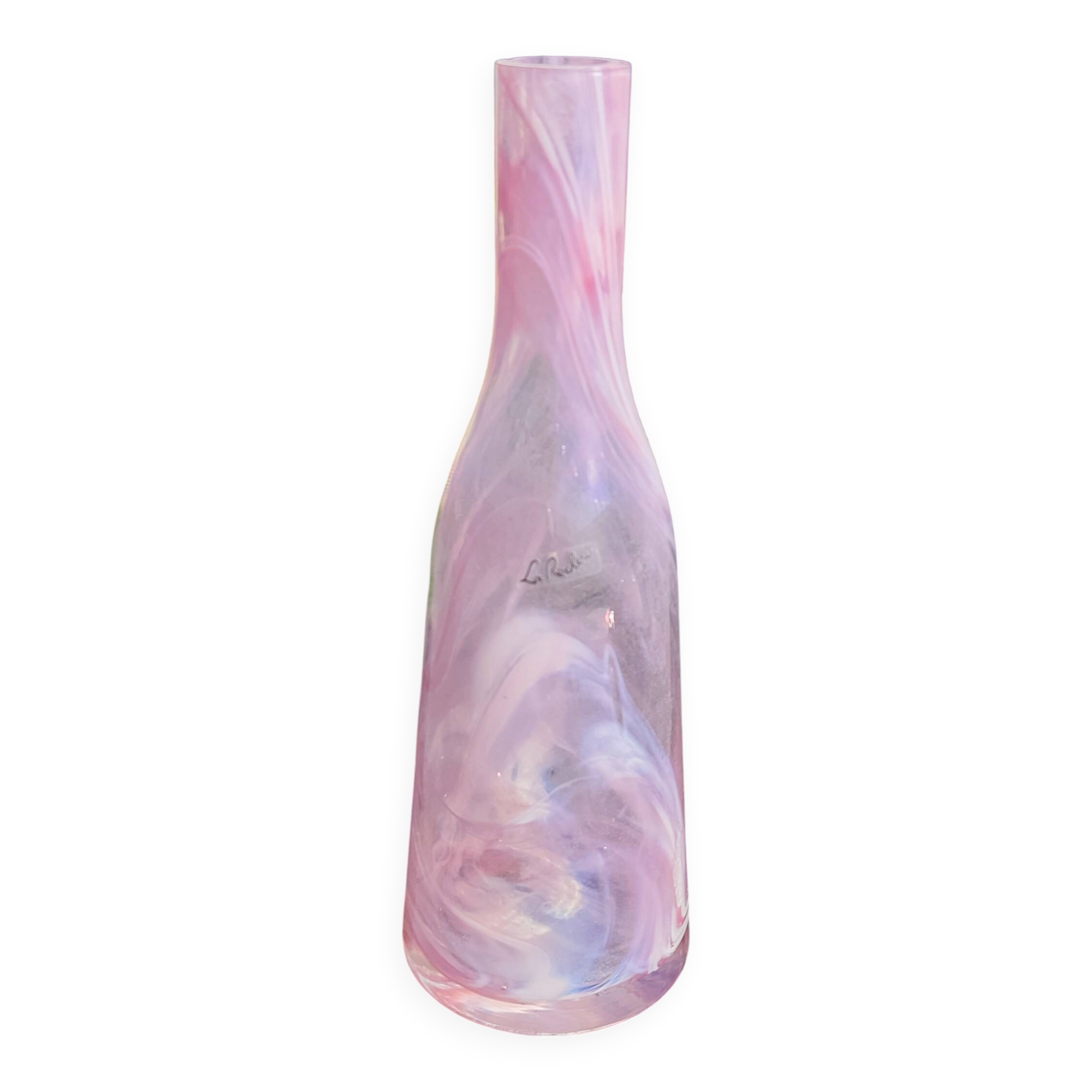 Pink blown glass vase La Rochère