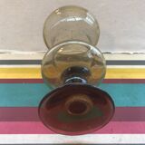 Vase verre soufflé bullé gris décoration vintage