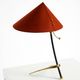 Large Kalmar Mid-Century tripod brass table lamp with a new fabric shade