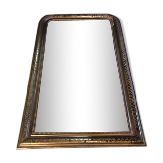 Louis Philippe mirror with geometric decoration and pearls - 140x83cm