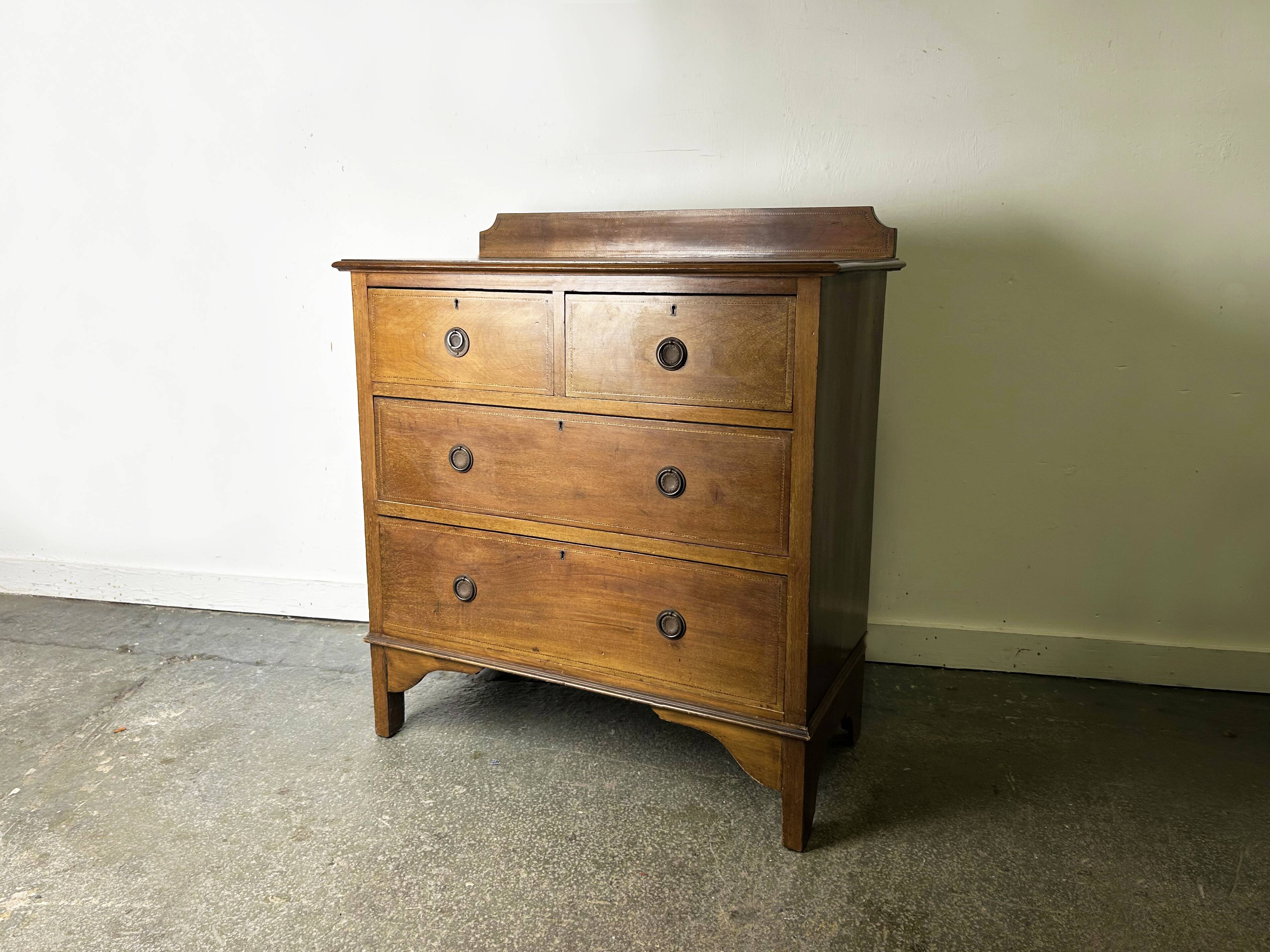Antique Edwardian inlaid mahogany 5 drawer chest c.1900