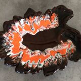Ceramic center dish from vallauris leaf shape 42 cm