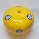Pot couvert chinois vintage jaune et tampons bleus original pop