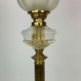 Kerosene lamp of brass with glass shade from around the 1860s
