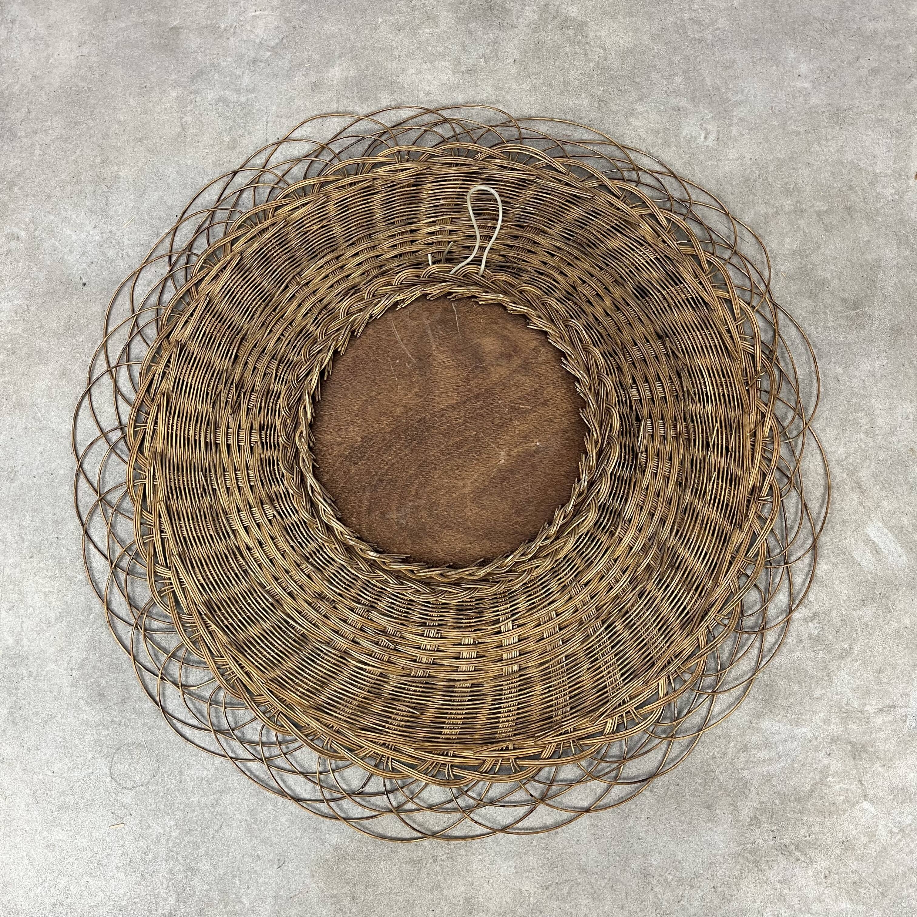 Rattan sun mirror 70 cm 60s