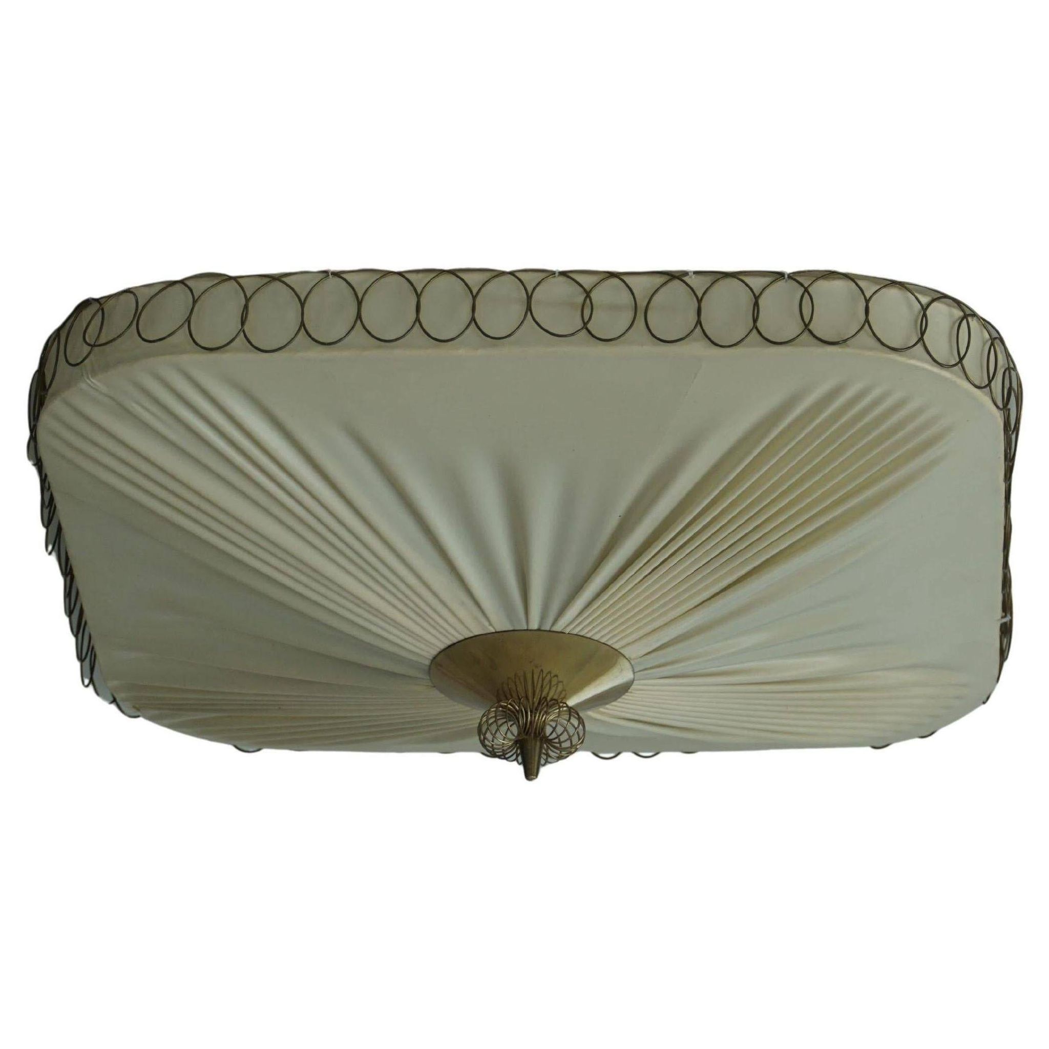 Swedish mid-century ceiling lamp with brass details, 1950s.