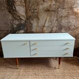 Seventies freshwater blue and brass sideboard