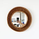 Round wicker mirror 1960