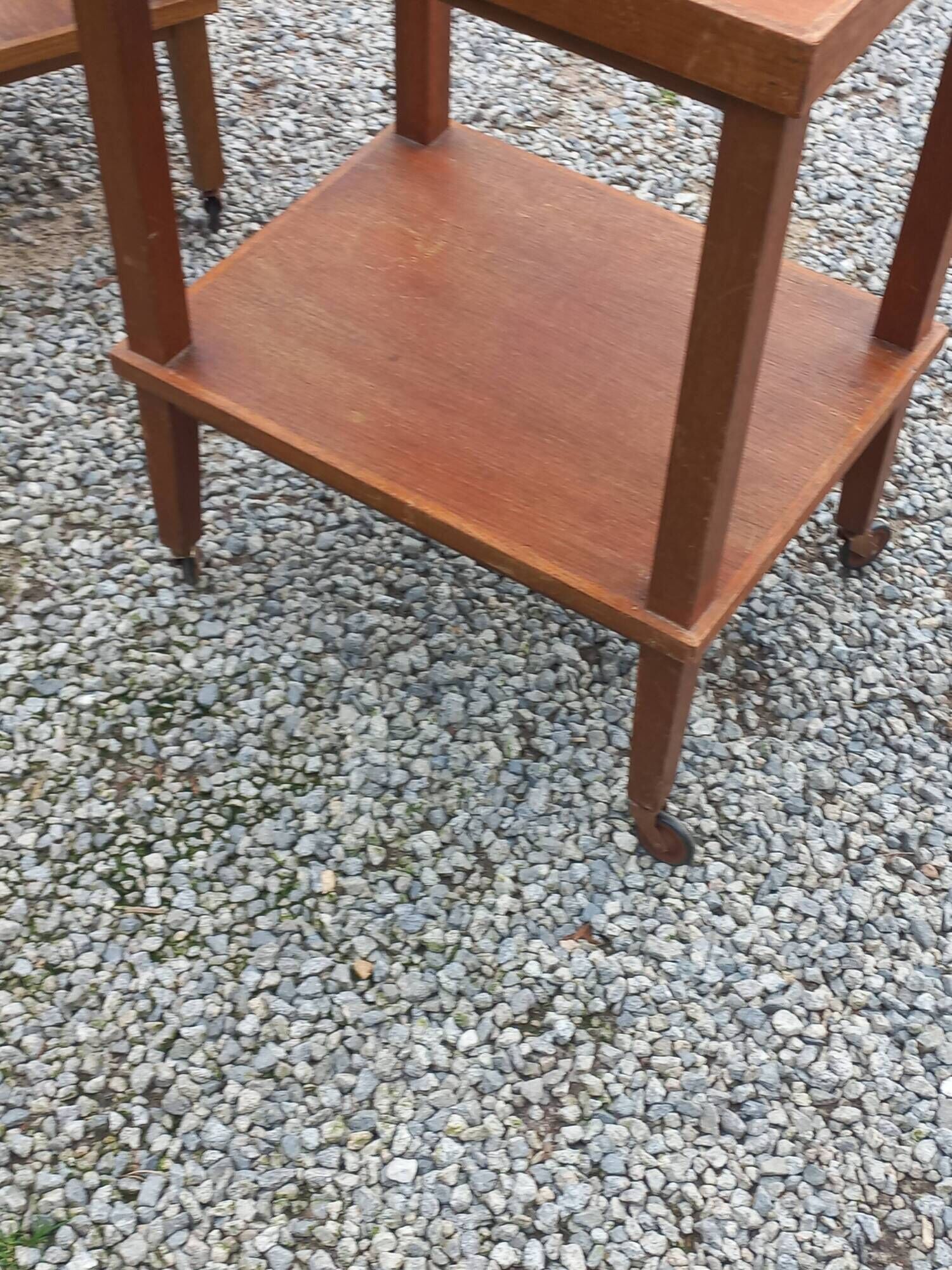 Pair of vintage 50s oak side tables