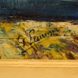 Peinture huile sur toile marine port voilier Ginette Miraillet