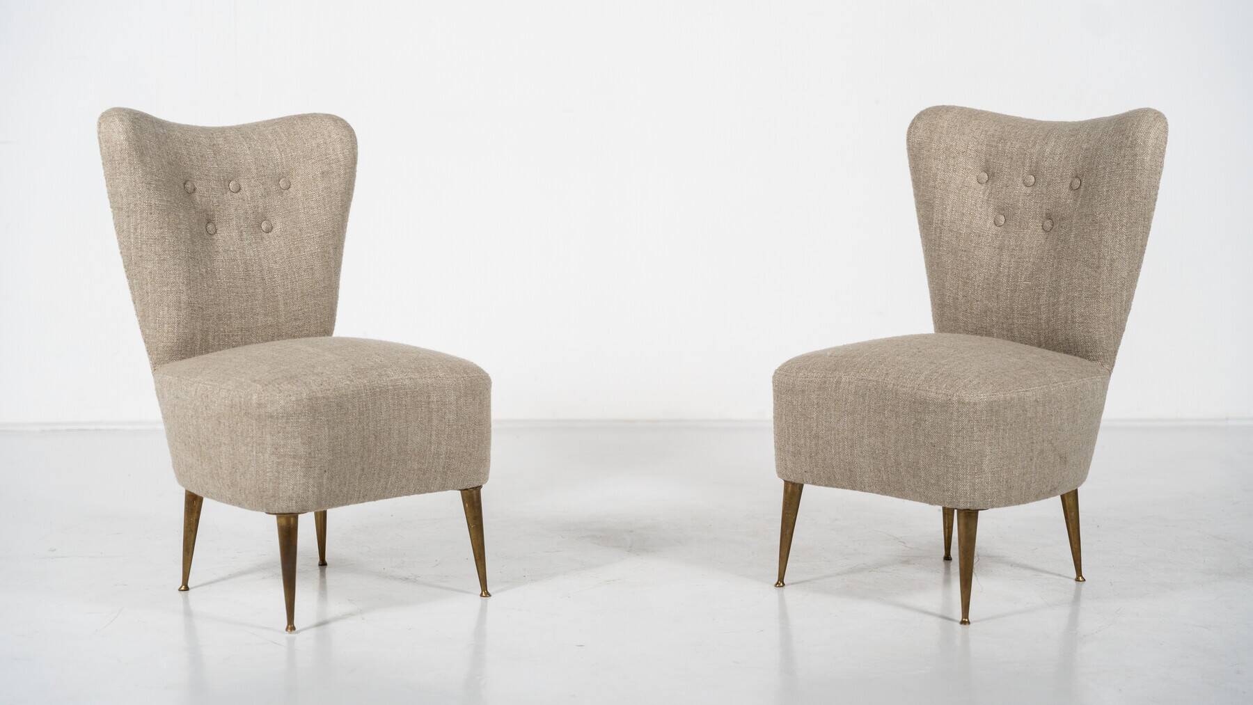 Mid-Century Modern Pair of Beige Italian Chairs, 1950s