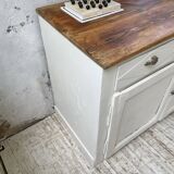 Meuble de métier enfilade patine blanche