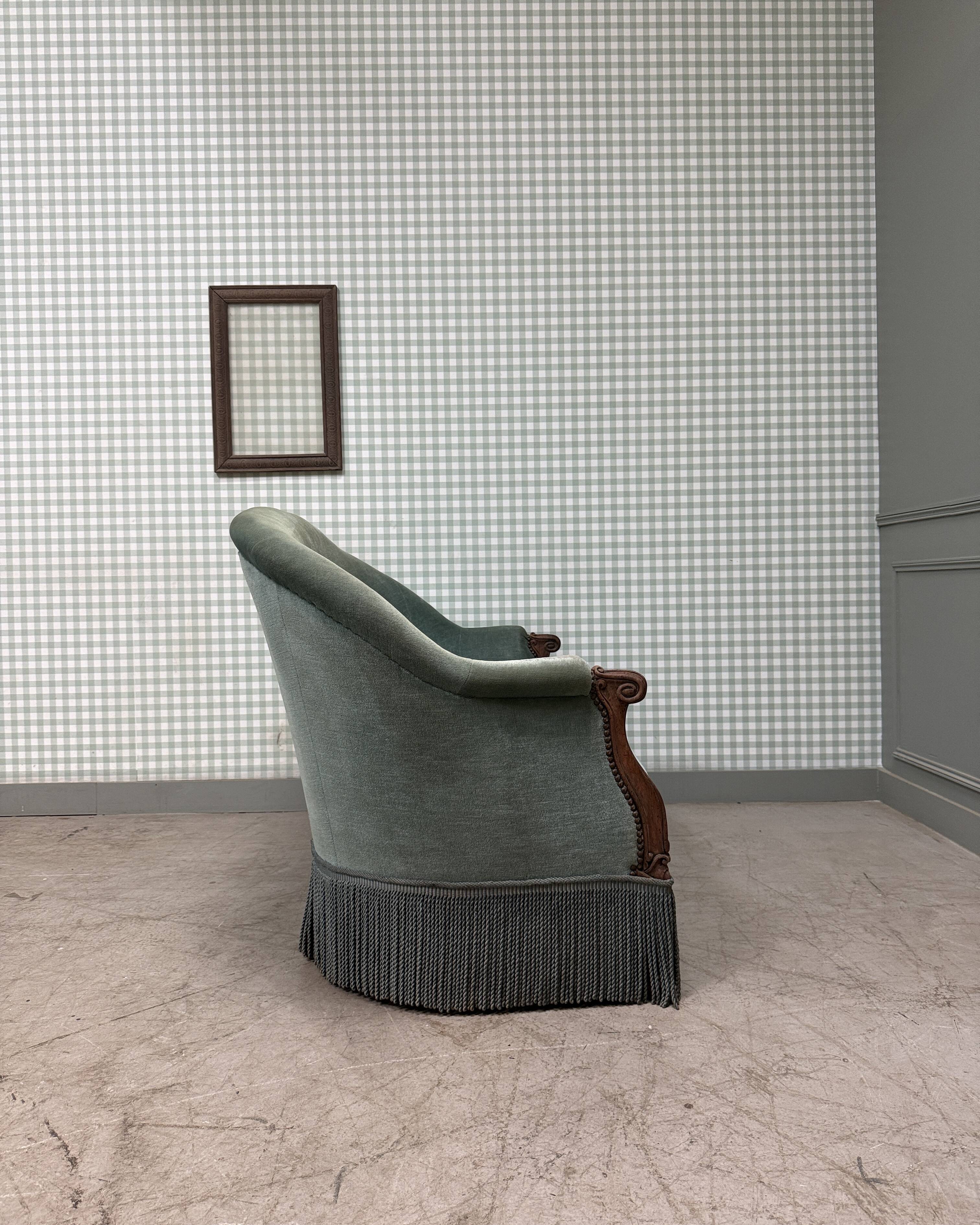 Green velvet toad sofa