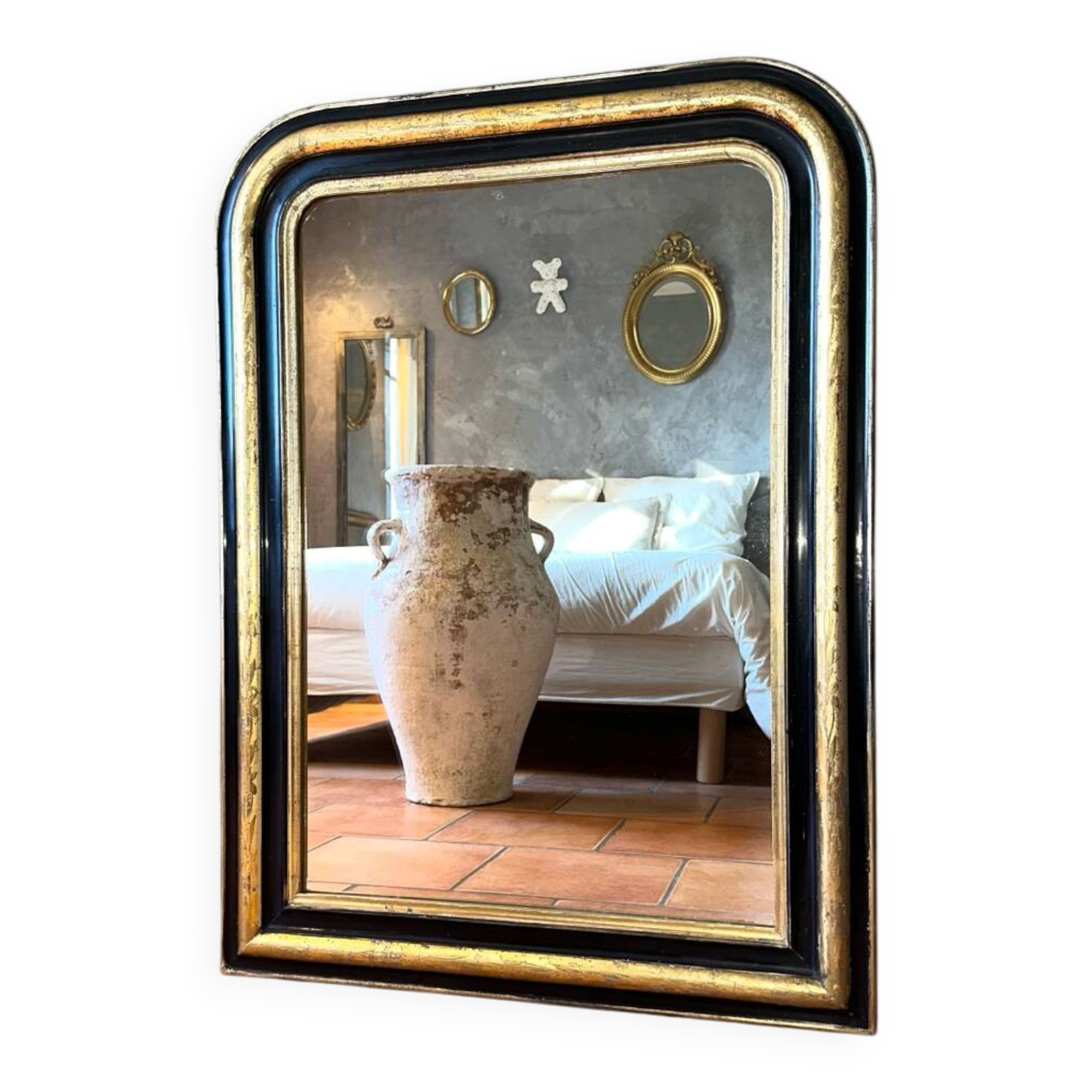 Louis-Philippe black and gold antique mirror from the 19th century