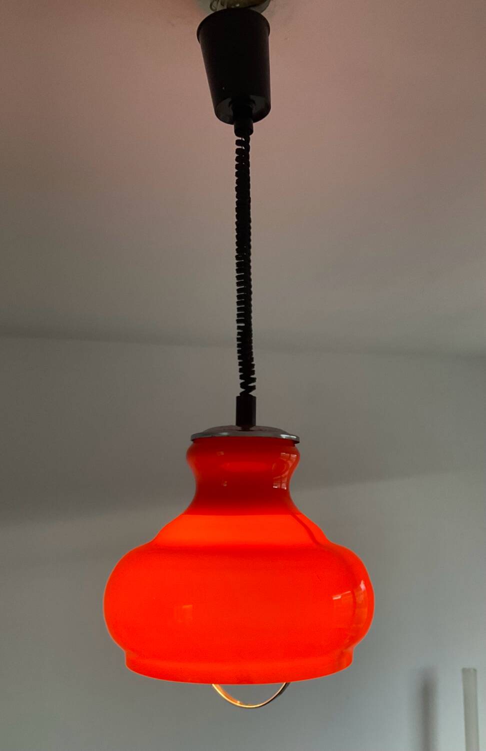 Opaline pendant light up and down from the 70s