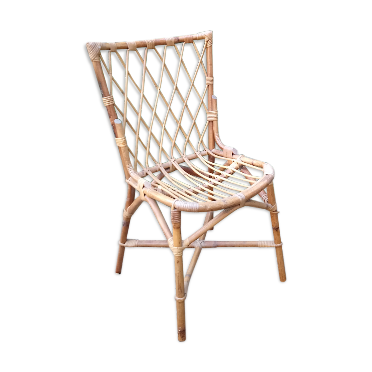 Chaise en rotin vintage des années 60