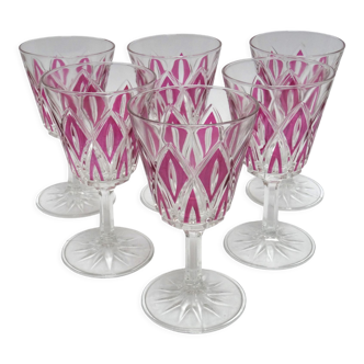 6 red wine glasses VMC Reims Harlequin