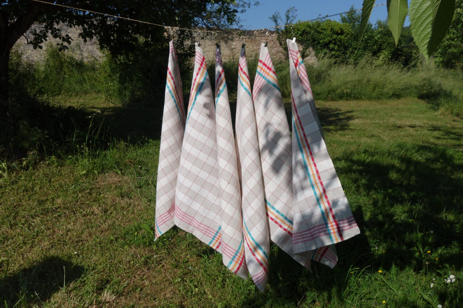 50s French Set of 6 Linen Tea Towels.