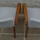 Chic 1950s bridge chairs in solid wood, white and beige, hand-stitched.