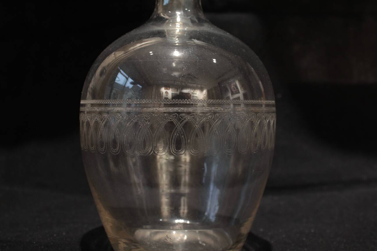 Engraved glass carafe circa 1900