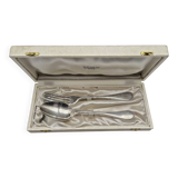 Christofle christening spoon and fork, Perle model, with case