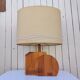 Large wooden lamp, geometric, 1970s design, F. Sénac