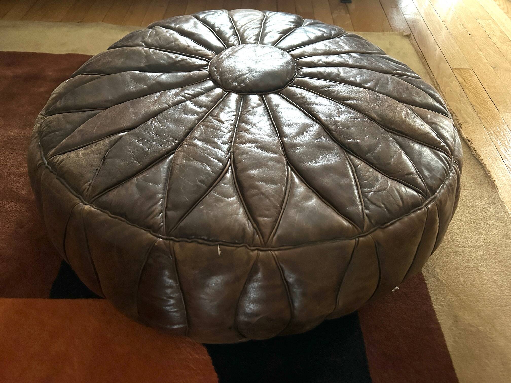 Leather pouf 1970