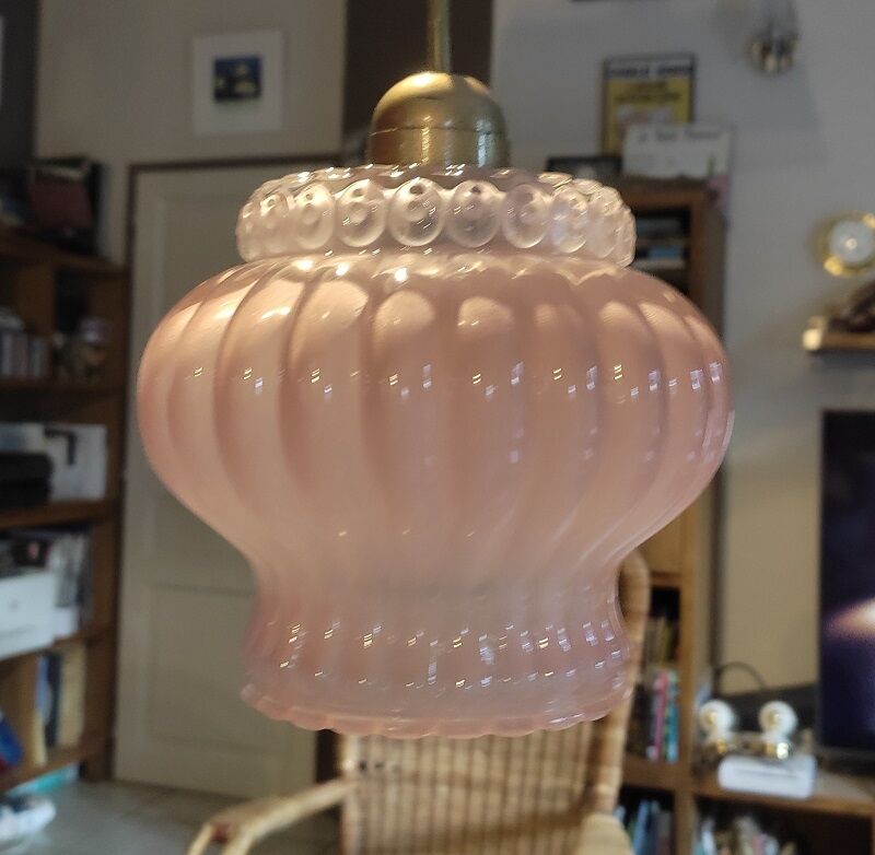 Pendant lamp globe molded glass rose