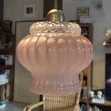 Pendant lamp globe molded glass rose