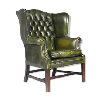 Vintage Georgian Style Leather Wingback Armchair