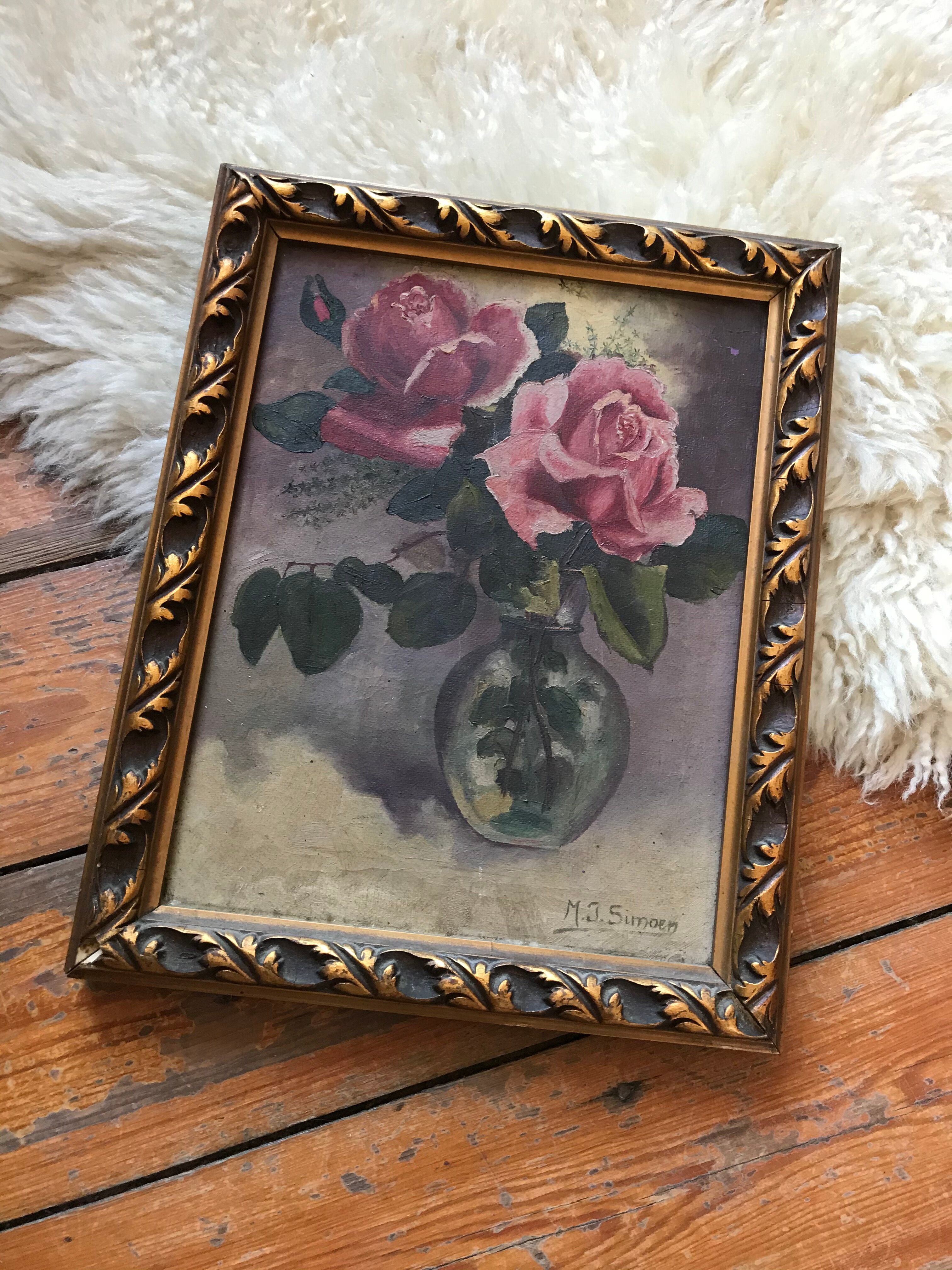 Tableau bouquet de rose nature morte