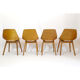 Set of 4 barrel chairs, wooden base, Pierre Guariche, Steiner, 1950s.