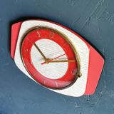 Vintage formica clock silent wall clock "Rouge Gris"