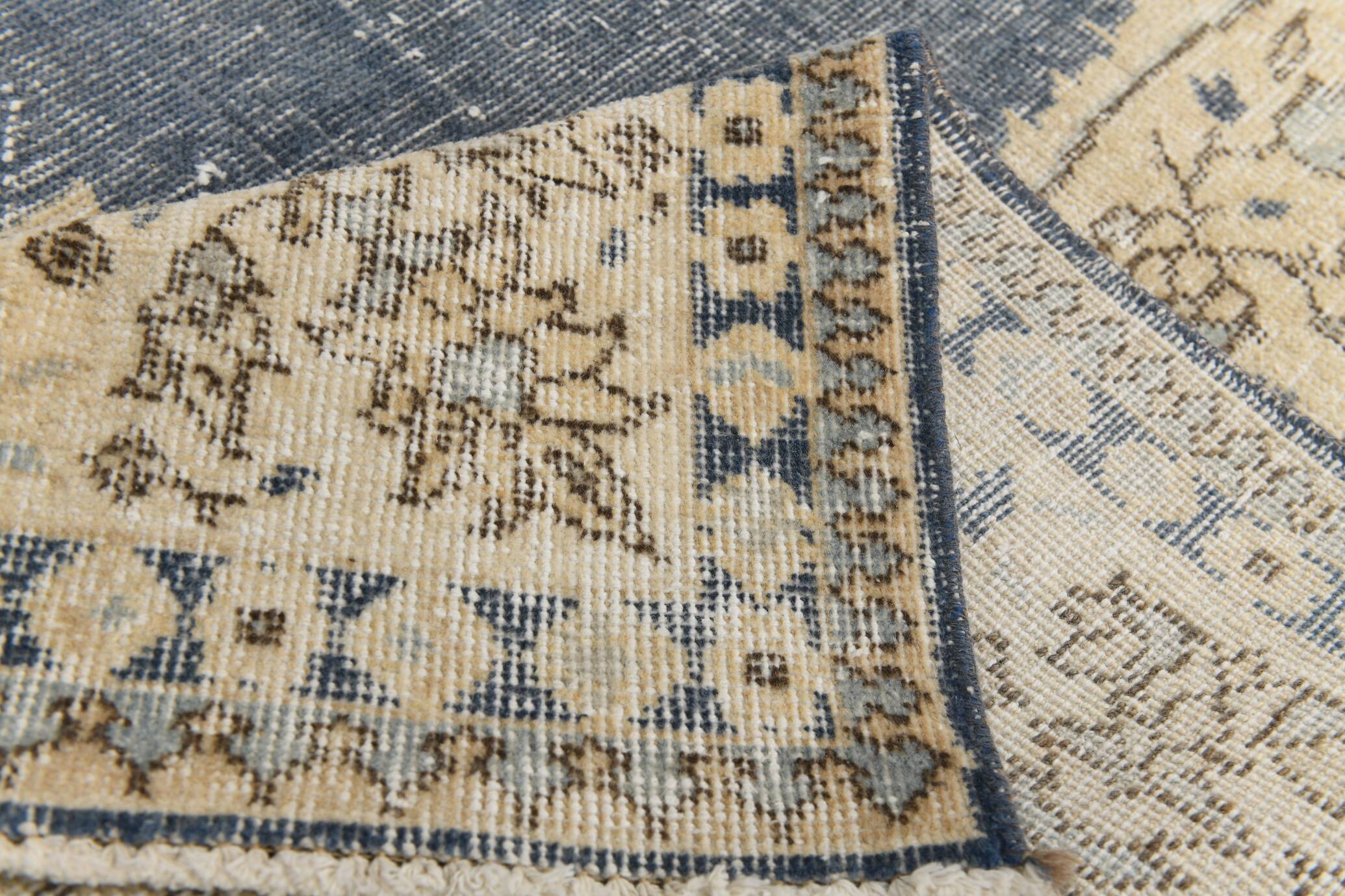 6x10 Navy Blue Turkish Vintage Rug, 193x315Cm