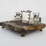 Inkwell nineteenth in marble and glass bottle