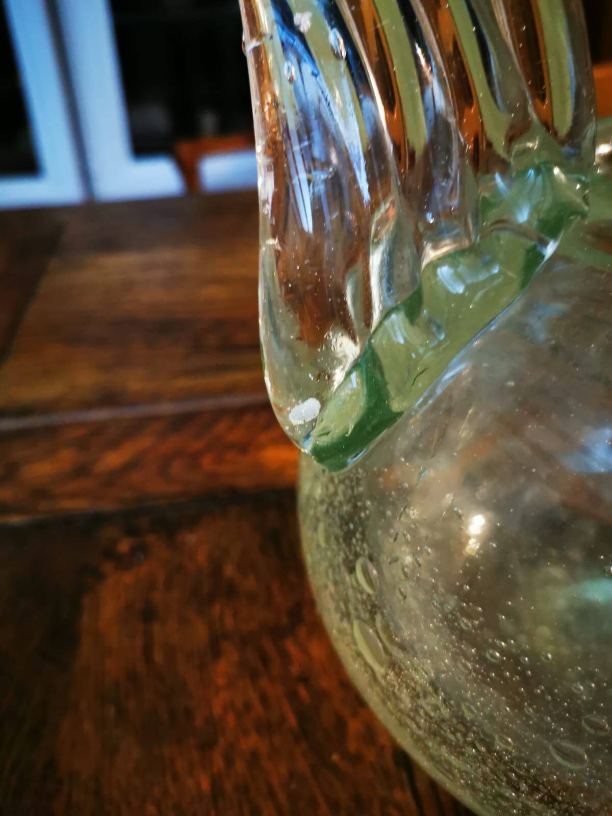 Vase in thick bubbled glass by SCHNEIDER, model by Robert-Henri Schneider.